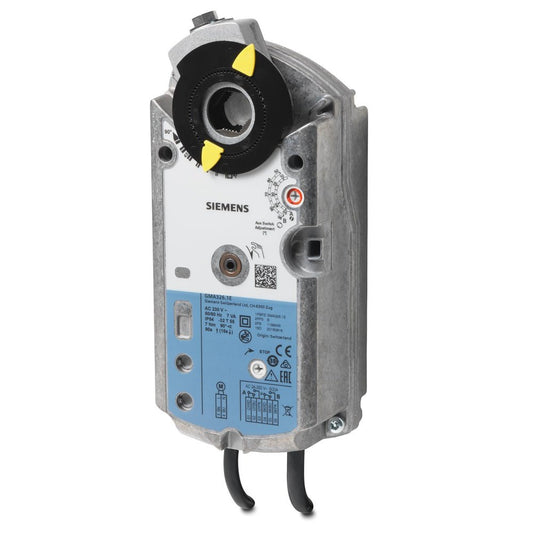 GMA326.1E Damper actuator, rotary, 7 Nm, IP54, AC 230 V, 2-position, 90/15 s, spring return, 2x aux switches