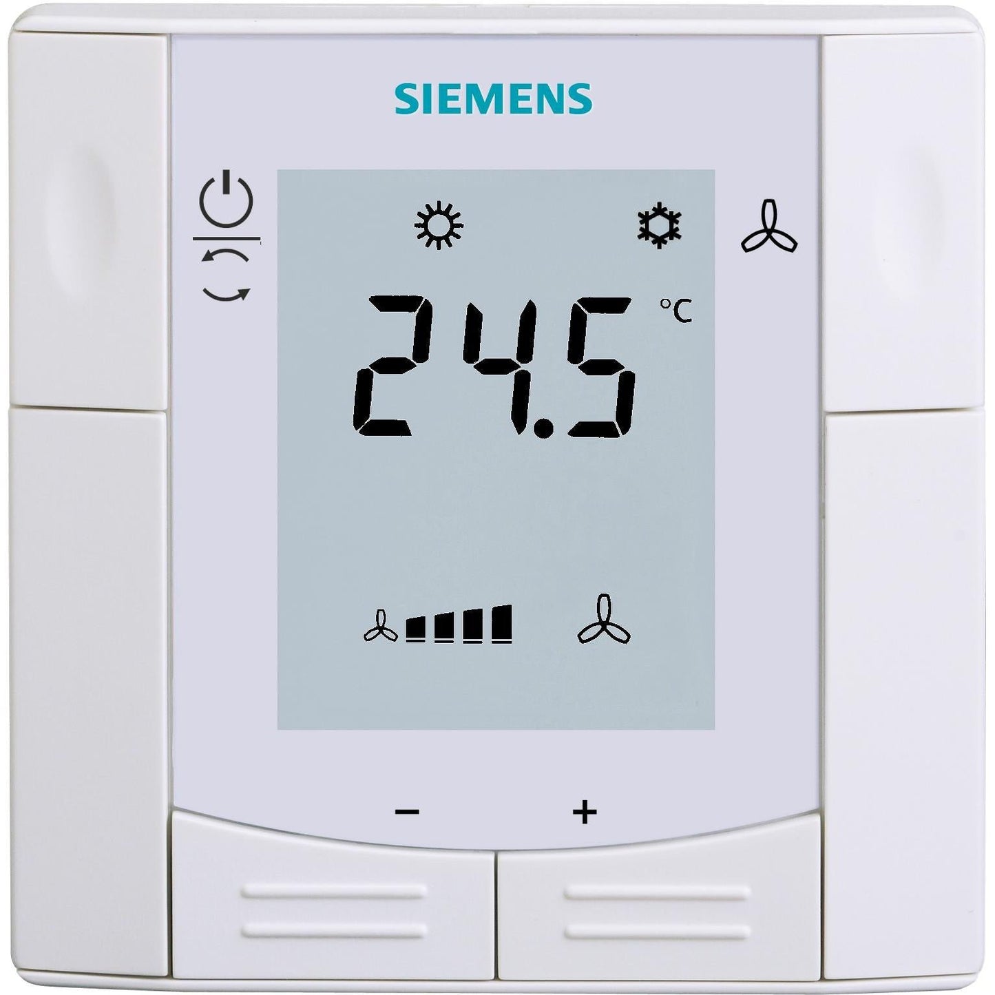 RDF340 Flush mount room thermostat for 2-/4-pipe FCU with DC valves, 3-speed fan and 2x universal input, fit for square conduit boxes