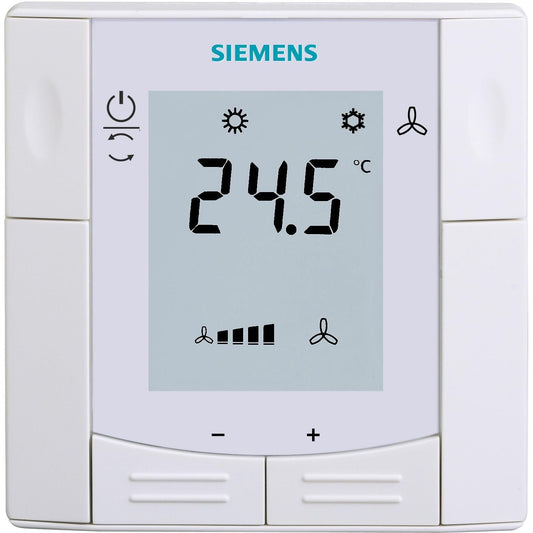 Flush mount room thermostat for 2-/4-pipe FCU with DC valves, 3-speed fan and 2x universal input, fit for square conduit boxes