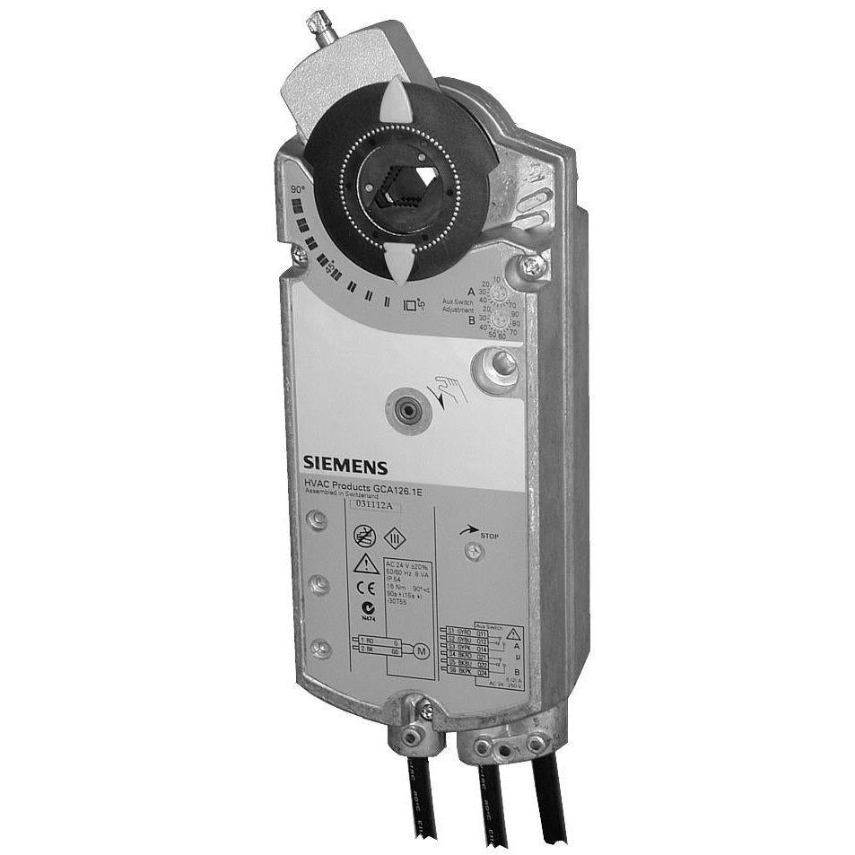 GCA321.1E Damper actuator, rotary, 18 Nm, IP54, AC 230 V, 2-position, 90/15 s, spring return