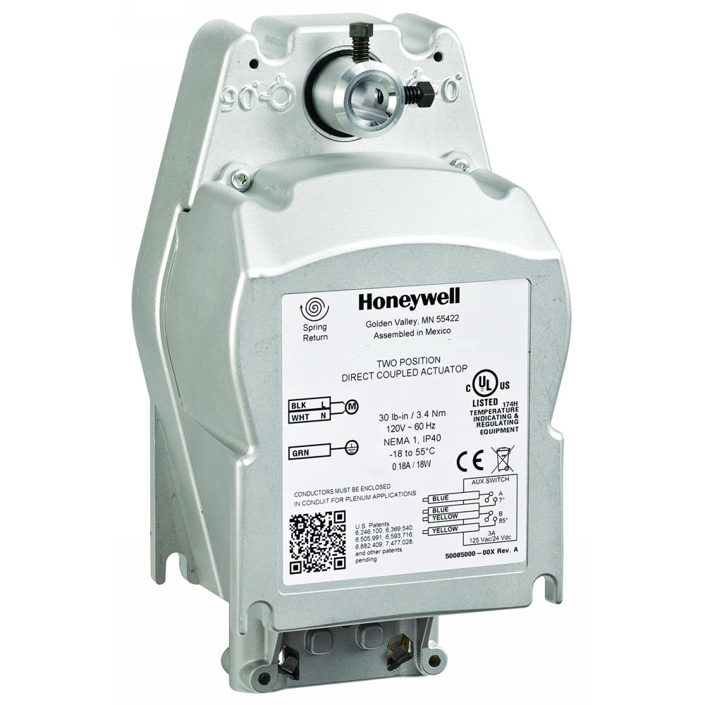 Fire and Smoke Actuator, Spring Return, 30 lb-in, 230 Vac, 2-position (SPST)