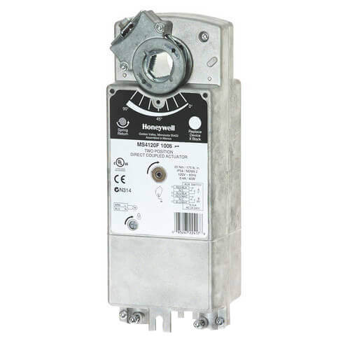 Fire and Smoke Actuator, Spring Return, 175 lb-in, 20 Nm,230 Vac, 2-position (SPST), 2x Aux Switch