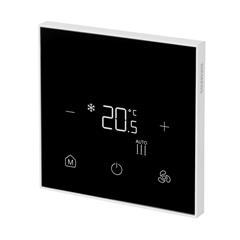 RDF400BN Flush mount touch BACnet and Modbus room thermostat for 2-/4-pipe FCU with 3-speed fan outputs, on/off control outputs and 2 x multifunctional inputs, fit for square conduit boxes