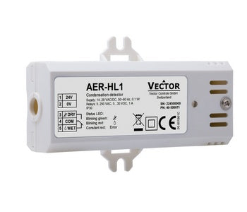 AER-HL1 Compact device to switch a contact if dew point drops below or relative humidity exceeds a limit setting