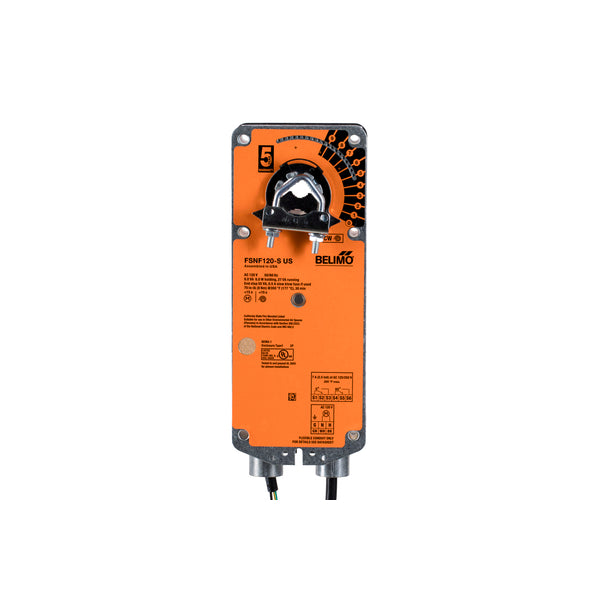 Fire damper actuator, 8 Nm from 0...177°C, Spring return, AC 230 V, Open/close, 2 x SPDT