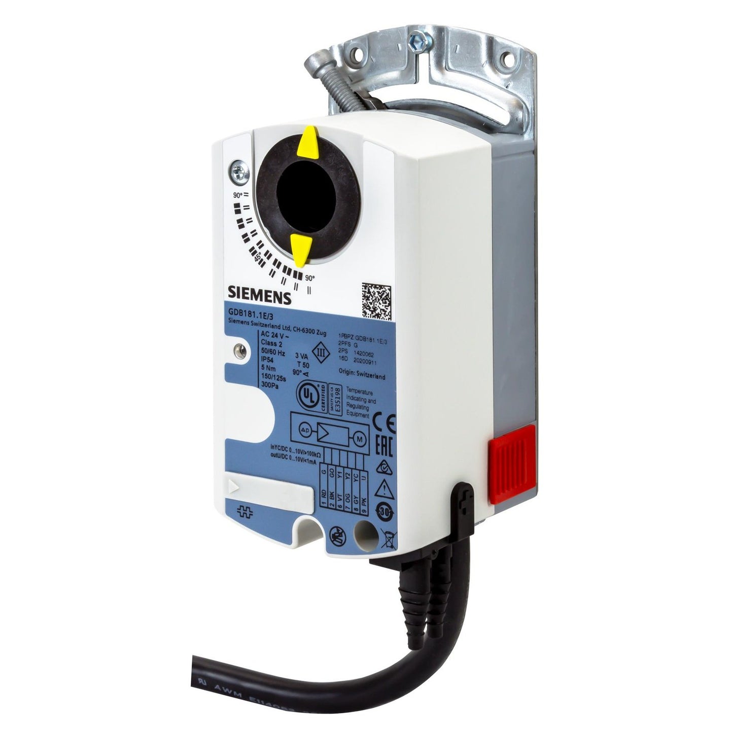 GLB181.1E/3 VAV compact controller, AC 24 V, DC 0...10 V, 10 Nm, 150 s, 300 Pa